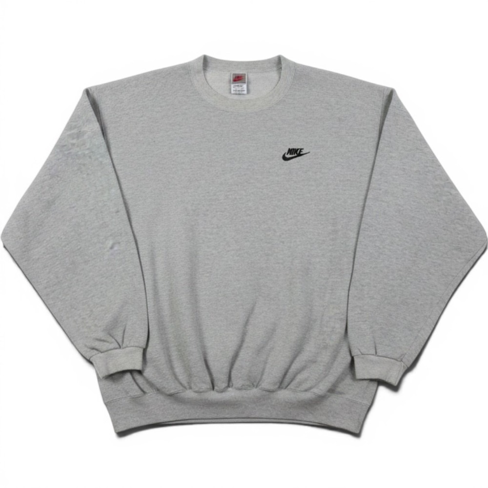 Vintage Nike Crewneck Sweatshirt XL Gray Made in USA Embroidered Logo H30508-DZA